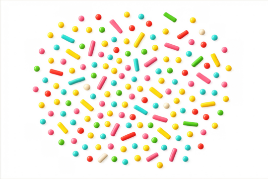 Colorful candy sprinkles topping with transparent background