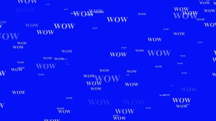 wow text animation. flying wow . - Powered by Adobe