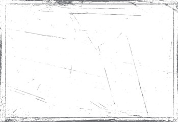 Grey distressed grunge texture overlay with scratches and dust on white background vector