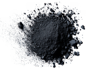 Asteroid debris field in space isolated on transparent background