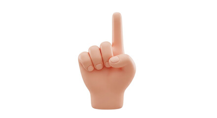Human Hand with Index Finger Pointing Up - 3D Render on White Background, Showing Gesture