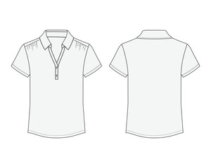 Women's casual short sleeve top, Fashion Flat Sketch Vector Illustration, Mockup, CAD, Technical, Template.