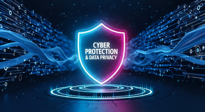 Cyber security protection data privacy shield network technology digital information safety concept on transparent background