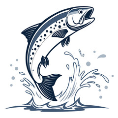 “Blue Splashing Fish Illustration Dynamic Aquatic Vector Artwork”