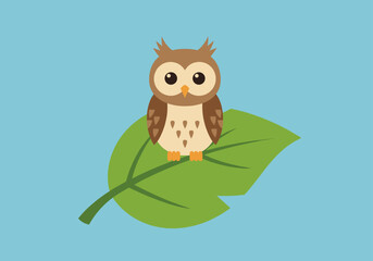 Owl Mascot on Leaf for Wisdom and Nature Logo