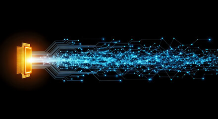 Abstract technology background with circuit board and network connection visual concept design on transparent background