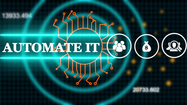 Word writing text Automate It. Business image showcasing automatic equipment. Male human wear formal work suit presenting presentation using smart golloing 