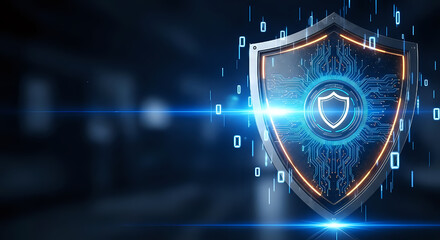 Cybersecurity shield digital protection network security data privacy technology information safety concept on transparent background