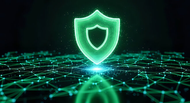 Cyber security shield protection network data safety privacy digital technology concept design on transparent background