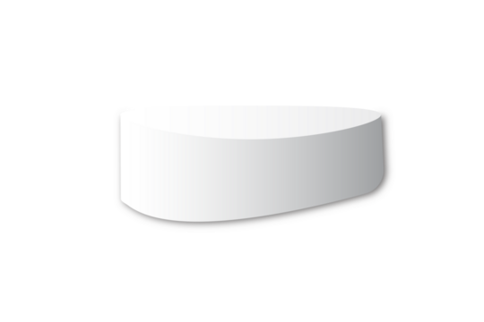 Curved white display stage platform podium stand for product show isolated on transparent background