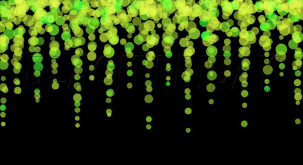 Lime green confetti on black background. Black Friday sale, Christmas, New Year concept. Shiny sparkling glitters festive template for card, invitation, poster, banner. .