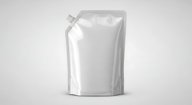 Blank flexible stand-up spout pouch for liquid packaging product mockup design.