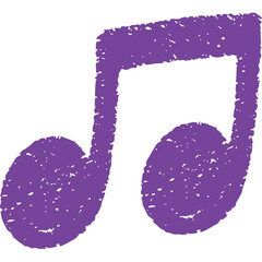 Purple Musical Note Symbol With Transparent Background And Textured Drawing Style On White Background