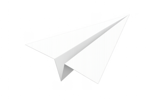 White paper airplane flying representing travel and freedom