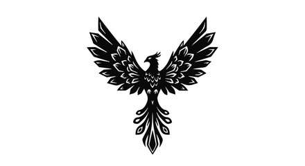 Obraz premium Majestic black phoenix with spread wings symbolizing rebirth and strength