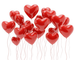 Red and white heart balloons Valentines Day love romance