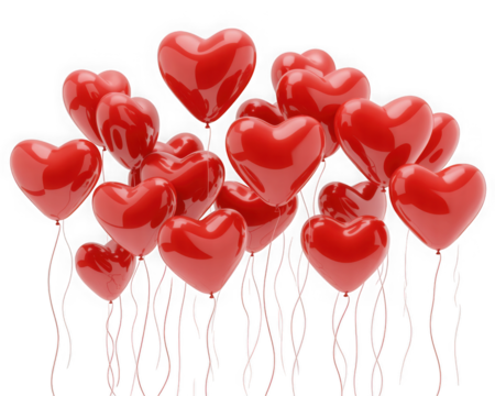  Red and white heart balloons Valentines Day love romance