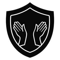 two hands forming a protective shield vector icon