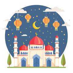 Fototapeta premium Grand Mosque with Ornate Domes and Minarets.