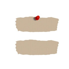 Dramatic  white Torn Paper Edges and Rips Isolated , Vibrant Torn Paper Note Strips with Pushpin Vector