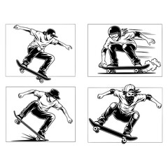 Skateboarder illustrations set © LuazaAkter