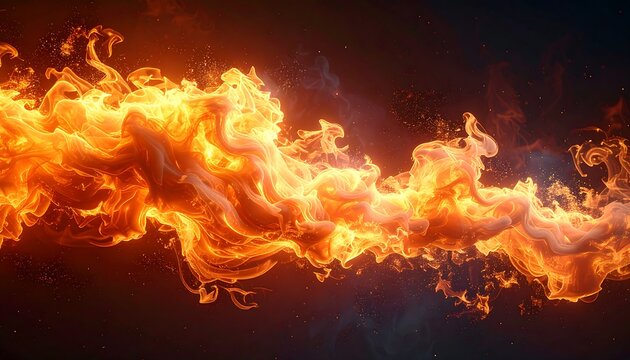 An abstract image depicting swirling, fiery flames against a dark, contrasting background, capturing movement and energy - Powered by Adobe