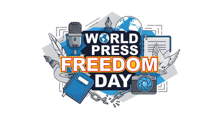 World press freedom day celebration with global icons