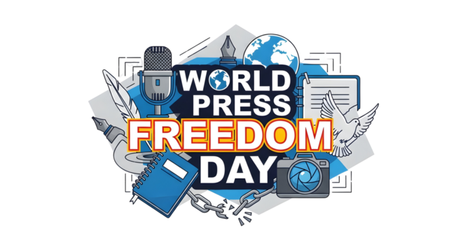 World press freedom day celebration with global icons