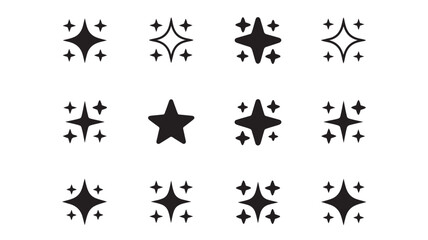 Naklejka premium Collection of star icons simple flat vector glyphs design elements for web and mobile apps isolated on white background