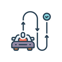 Color illustration icon for commuter journey