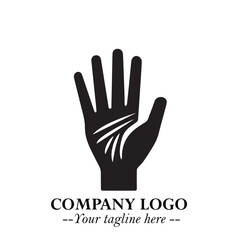 Fototapeta premium Minimalist Black Hand Logo Symbol on White Background in Clean Modern Silhouette Style