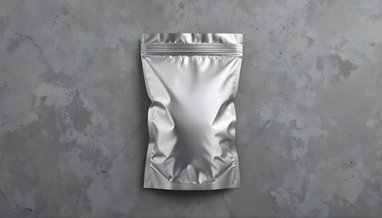 Foil Pouch Packaging Mockup – Silver Front