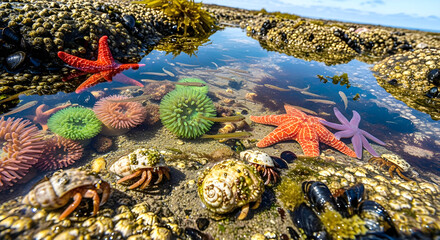 A tide pool teaming with small marine life and clear water.jpg
