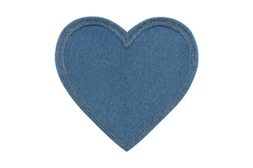 Blue felt heart shape with visible stitching