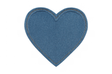 Blue felt heart shape with visible stitching