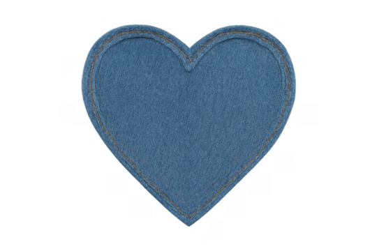 Blue felt heart shape with visible stitching