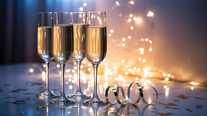 Sparkling champagne flutes celebrate a festive occasion