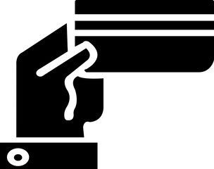 ATM Icon . Solid, filled icon of depositing money in ATM: ATM machine, bank card, cash bills, receipt, keypad, screen ,Banking Icons Grid. Solid, filled icon set of banking transactions: deposit icon,