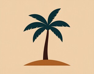 Simplified depiction of a palm tree on a small sandy island