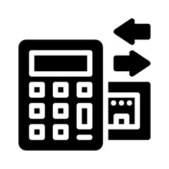 Calculator, credit card machine, arrows outline for financial analysis visuals. Perfect for presentations, reports, and infographics needing financial elements.
