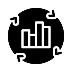 Bar chart symbols encircled by arrows for cyclic processes. Suitable for presentations, data analysis concepts, business reports, and educational materials.
