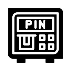 Atm machine with pin keypad for banking security concept. Suitable for finance, banking, technology, pin security concepts in designs.
