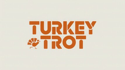 Minimalist Flat Design Logo Featuring Turkey Trot for Thanksgiving Events and Celebrations