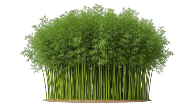 Lush clump of vibrant green bamboo stalks, forming dense foliage against a plain backdrop.