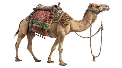 Saddled Dromedary Camel for Travel