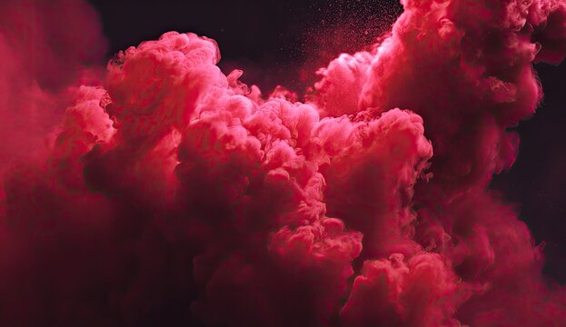 Red cloud. Soft billows of smoke against a dark background