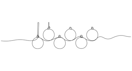 Continuous one line art drawing Christmas balls