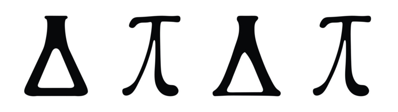 Two pairs of greek letters delta and lambda displayed side by side