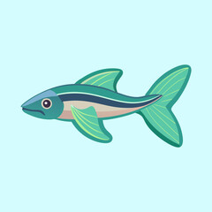 Stylized fish vector illustration with soft colors and simplistic shapes design