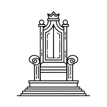 King throne vector illustration royal chair with crown for medieval fantasy kingdom monarchy seat icon design